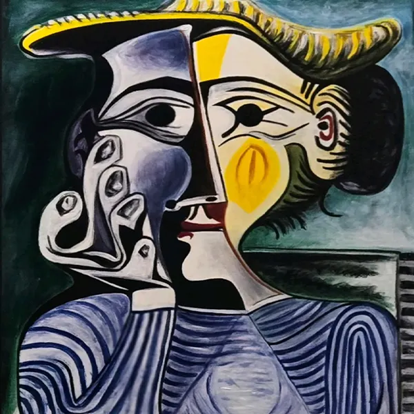 Reporoduction of Pablo Picasso's Yellow Hat (Femme au chapeau jaune), depicting his wife Jacqueline Roque.